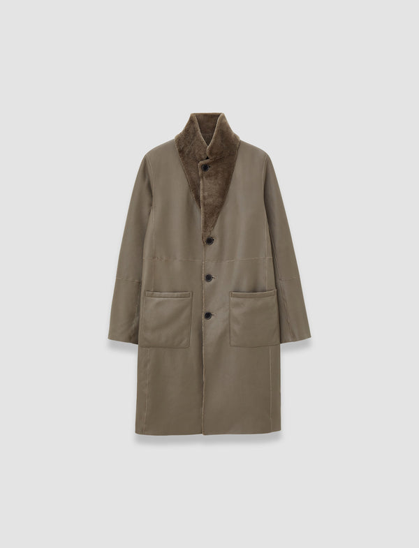 joseph Britanny Reversible Soft Shearling Coat Mushroom