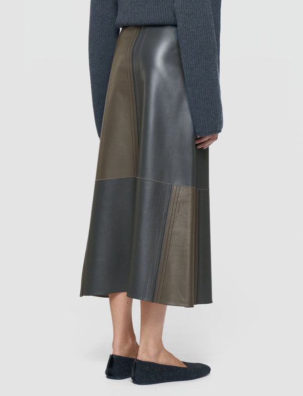 Joseph Cezanne Overlay Nappa Leather Skirt Smoke Combo