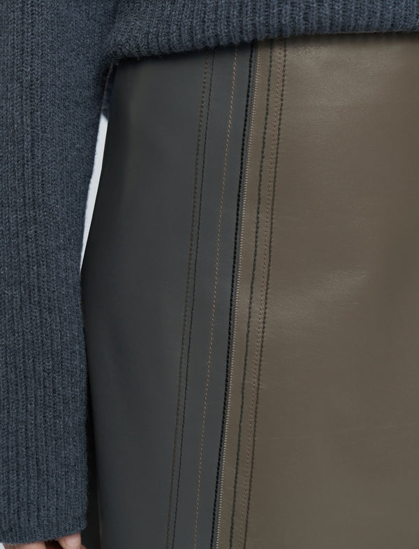 Joseph Cezanne Overlay Nappa Leather Skirt Smoke Combo
