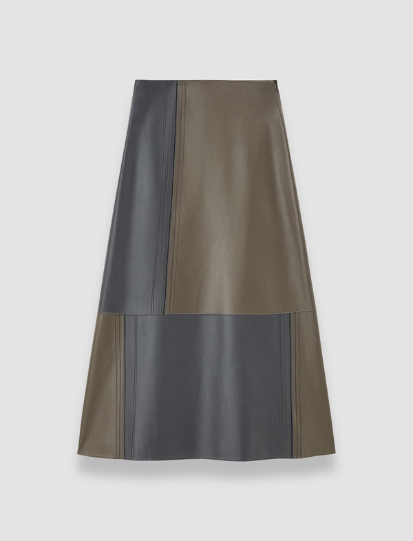 joseph Cezanne Overlay Nappa Leather Skirt Smoke Combo