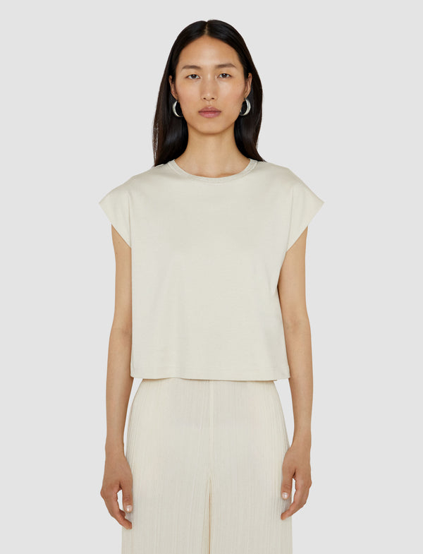 Joseph Cotton Poplin Jersey Round Neck T-Shirt Seashell