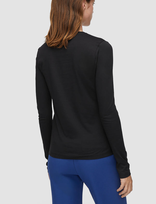 Joseph Cotton Silk Jersey Long Sleeve T-Shirt Black