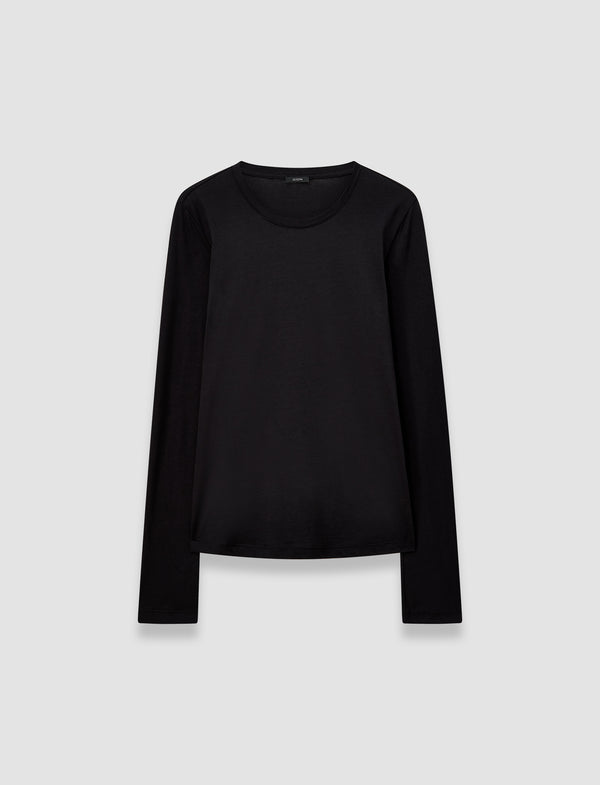 joseph Cotton Silk Jersey Long Sleeve T-Shirt Black