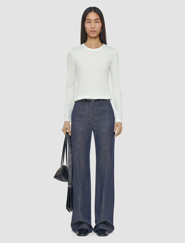 Joseph Cotton Silk Jersey Long Sleeve T-Shirt Off White