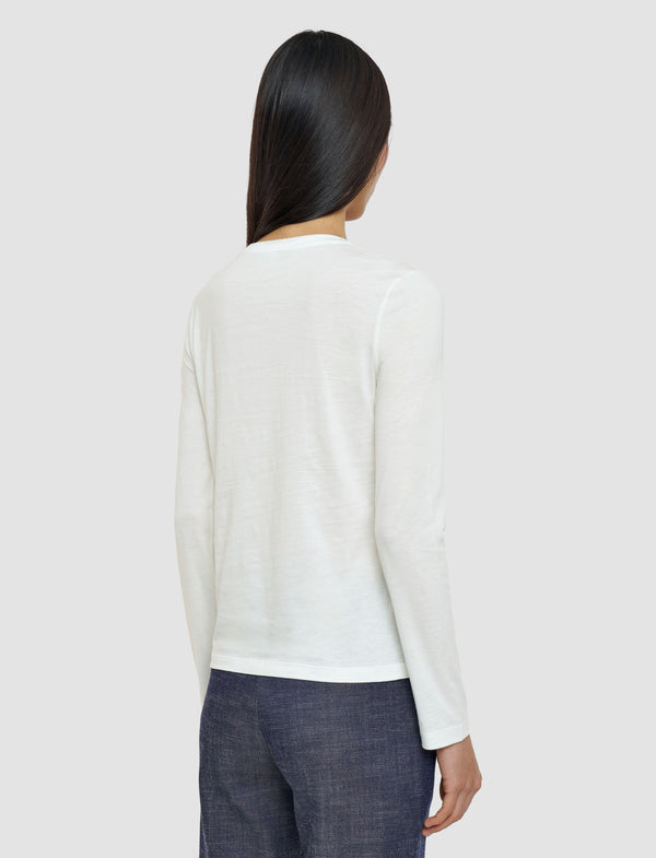 Joseph Cotton Silk Jersey Long Sleeve T-Shirt Off White