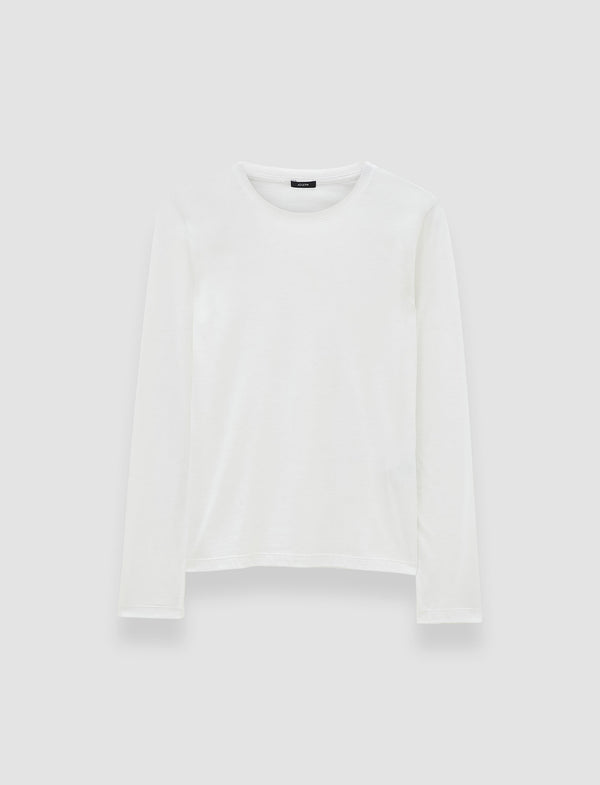 joseph Cotton Silk Jersey Long Sleeve T-Shirt Off white
