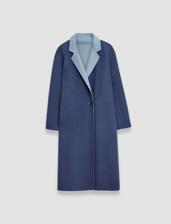 joseph Edmond Reversible Double Face Cashmere Coat Faded Sky/Harbour