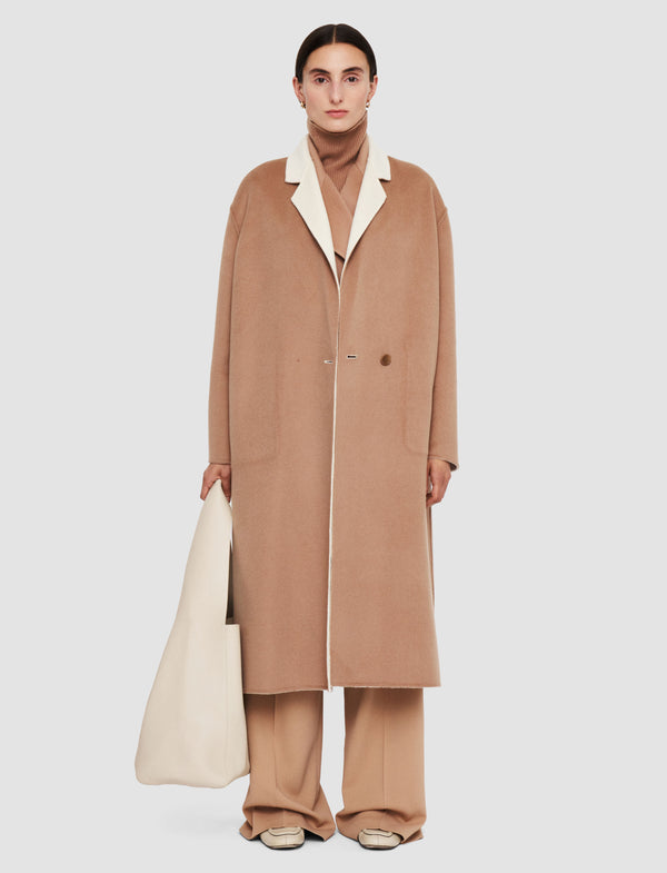 Joseph Edmond Reversible Double Face Cashmere Coat Ivory/Blusher