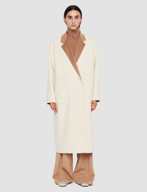 Joseph Edmond Reversible Double Face Cashmere Coat Ivory/Blusher