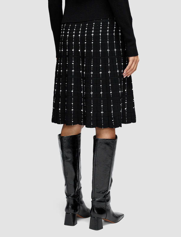 Joseph Fragmented Stripes Knee Length Skirt Black/Ivory