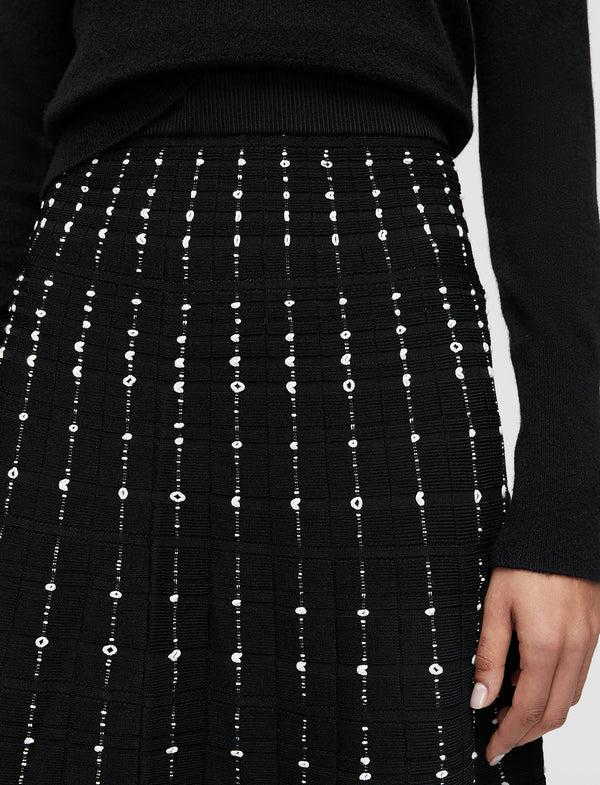 Joseph Fragmented Stripes Knee Length Skirt Black/Ivory