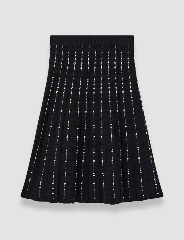 joseph Fragmented Stripes Knee Length Skirt Black/Ivory