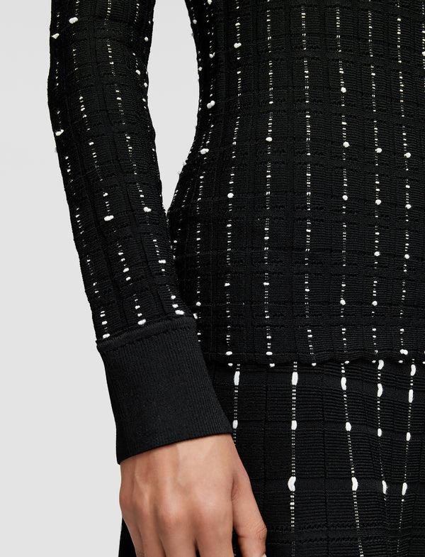 Joseph Fragmented Stripes Mock Neck Top Black/Ivory