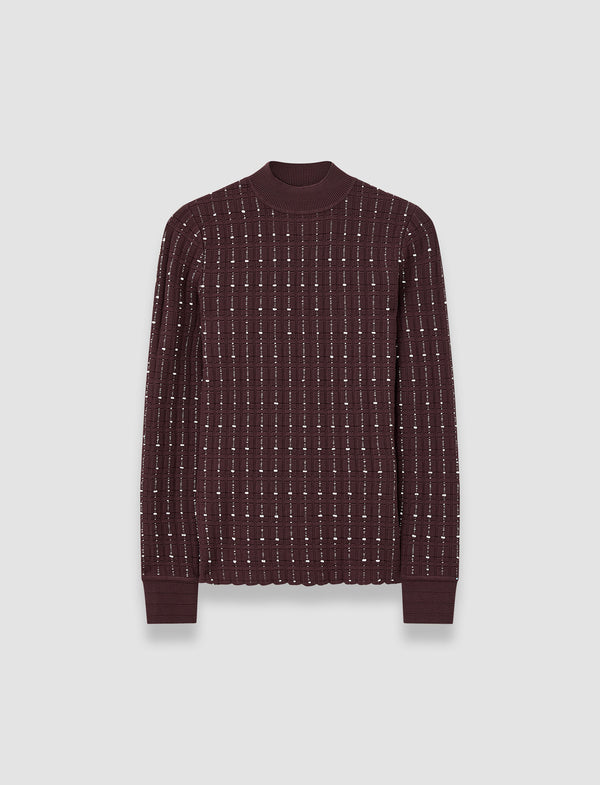 joseph Fragmented Stripes Mock Neck Top Maraschino/Ivory