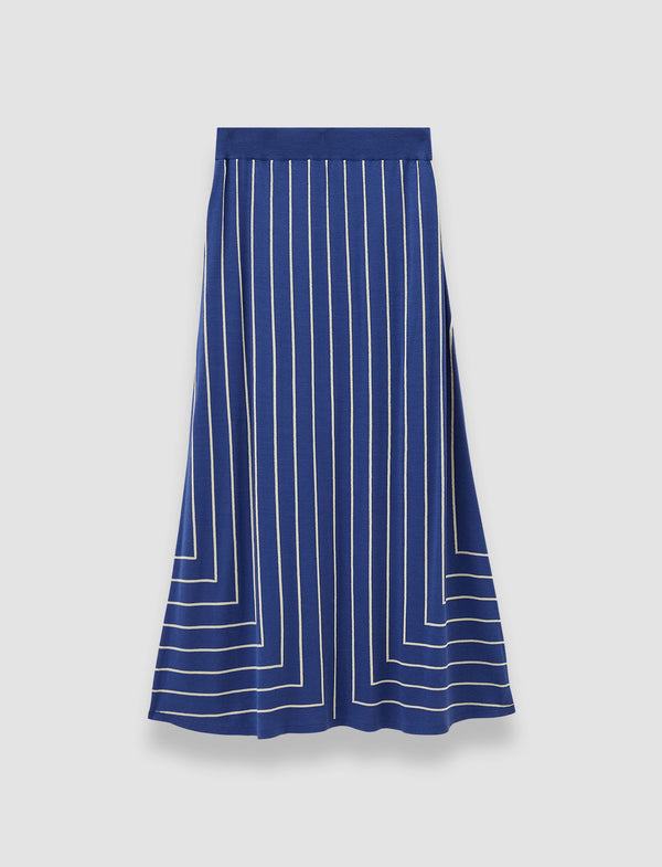 joseph Geometric Jacquard Silk Blend Skirt Cobalt/Affogato