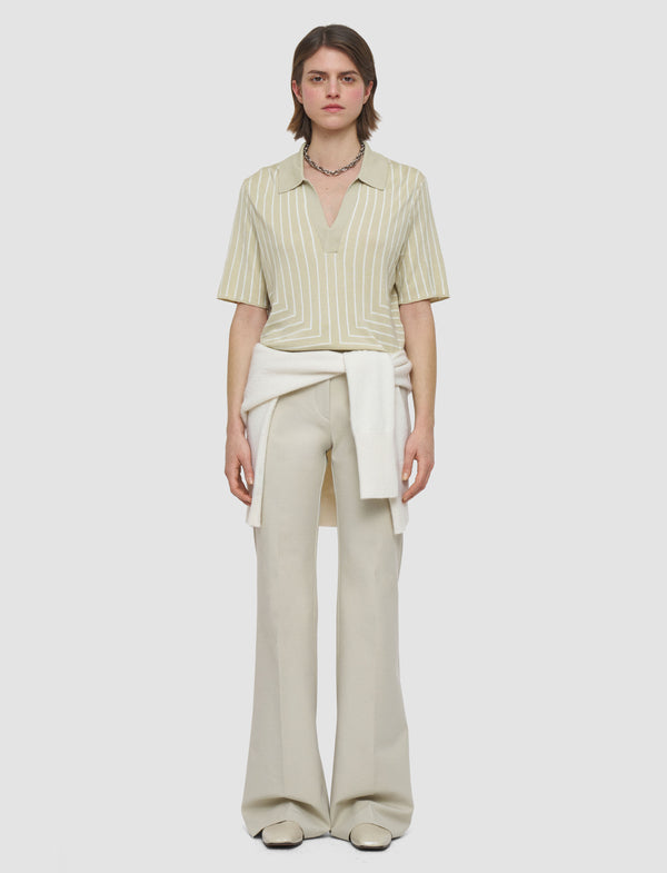 Joseph Geometric Jacquard Silk Blend Top Affogato/Ivory