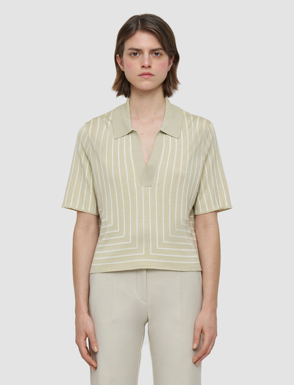 Joseph Geometric Jacquard Silk Blend Top Affogato/Ivory
