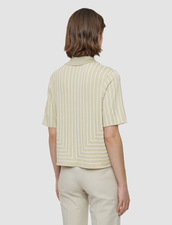 Joseph Geometric Jacquard Silk Blend Top Affogato/Ivory