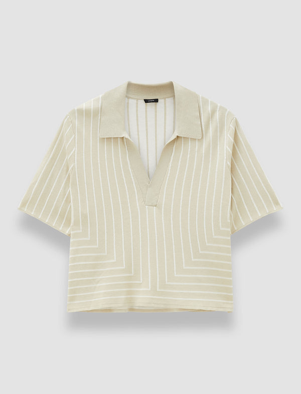 joseph Geometric Jacquard Silk Blend Top Affogato/Ivory