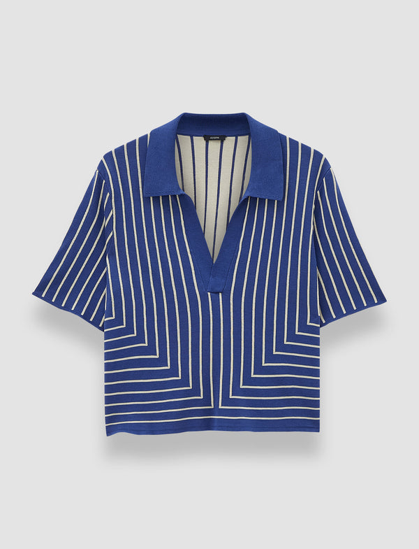 joseph Geometric Jacquard Silk Blend Top Cobalt/Affogato