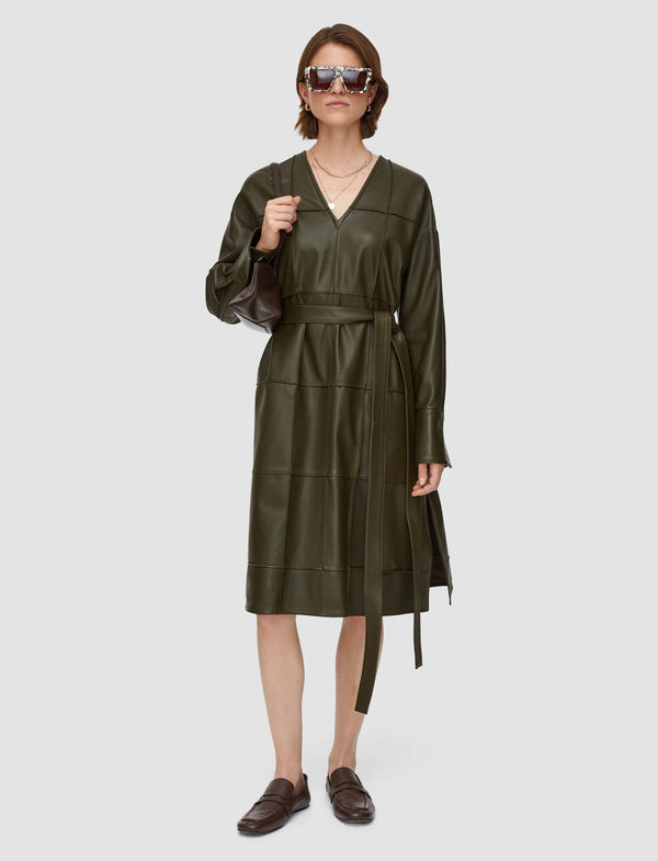 Joseph Grid Nappa Leather Matisse Dress Hass Avocado