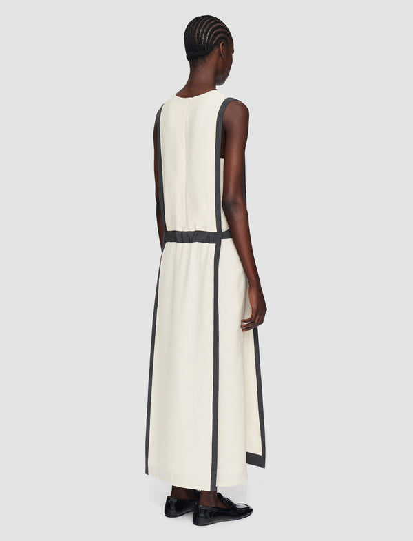 Joseph Heavy Silk Crepe Animation Muguet Dress Oat/Slate