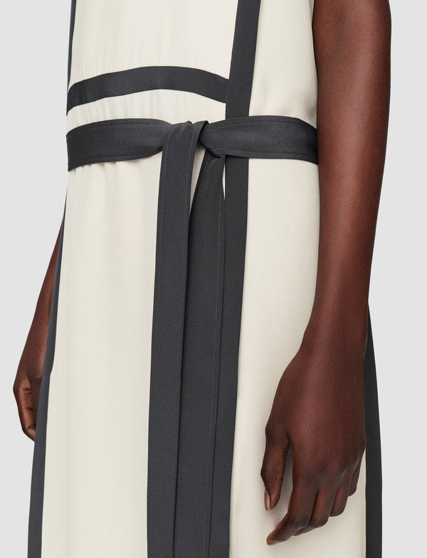 Joseph Heavy Silk Crepe Animation Muguet Dress Oat/Slate