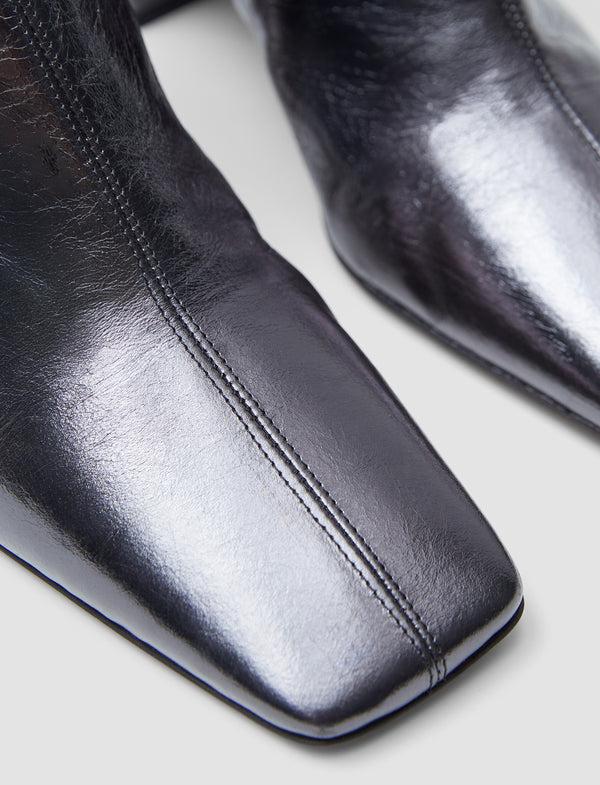 Joseph Heeled Metallic Leather Ankle Boots Anthracite