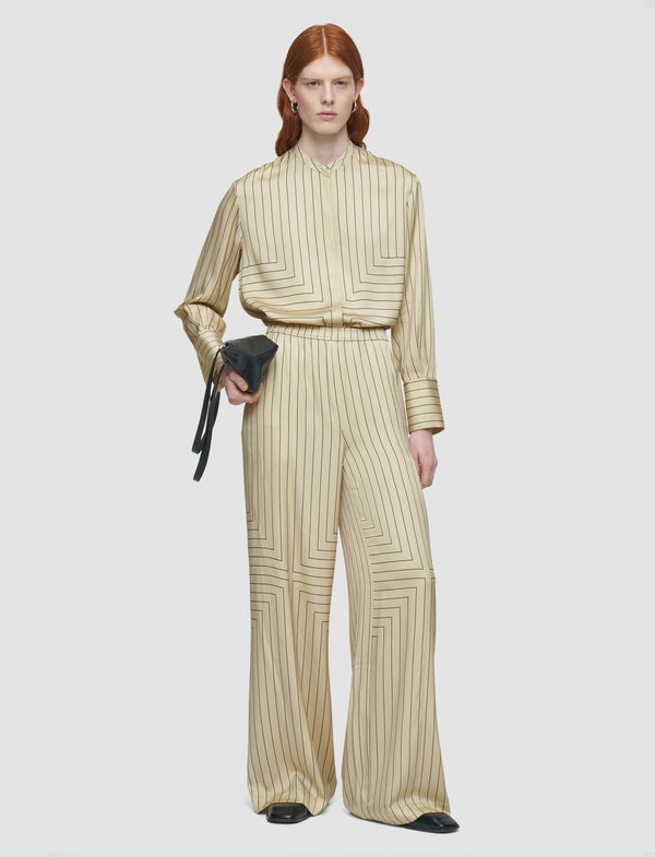 Joseph Hulin Geometric Print Silk Trousers Affogato/Black