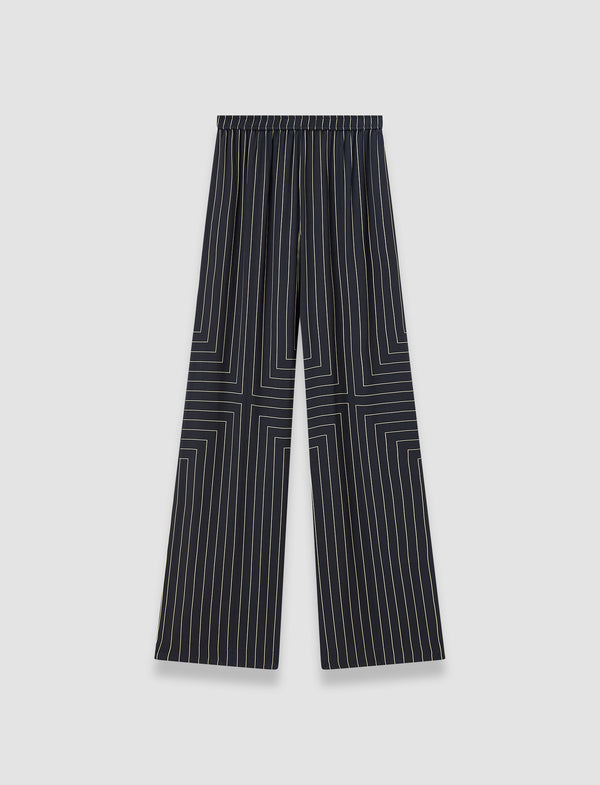 joseph Hulin Geometric Print Silk Trousers Black/Affogato