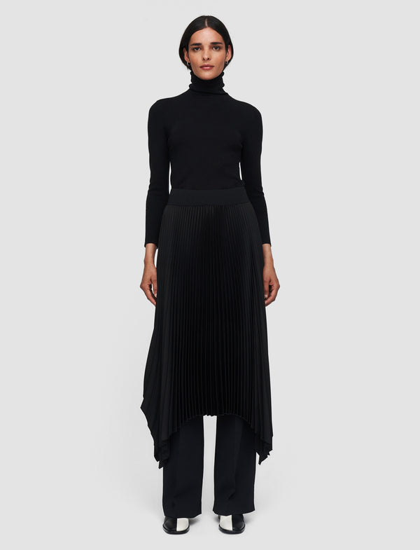 Joseph Ade Knit Weave Plissé Skirt Black