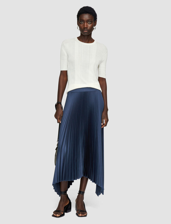 Joseph Ade Knit Weave Plissé Skirt Harbour