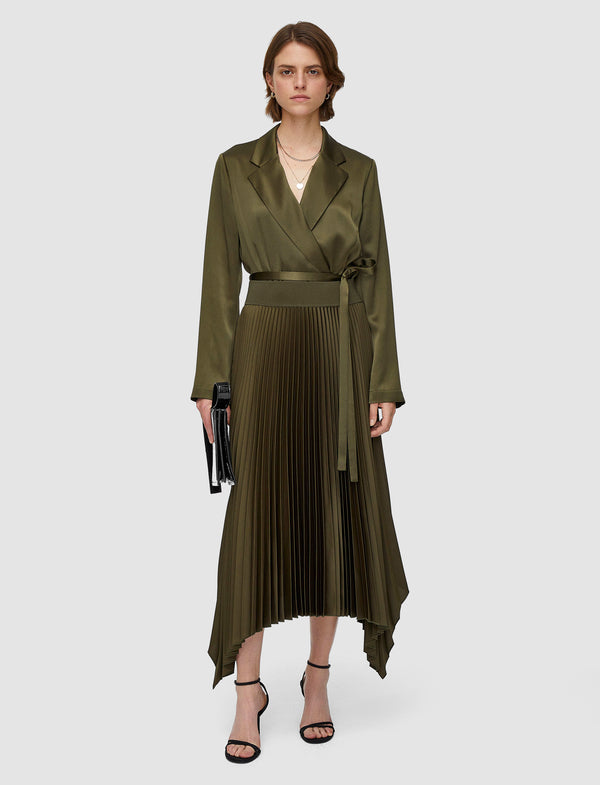 Joseph Ade Knit Weave Plissé Skirt Hass Avocado