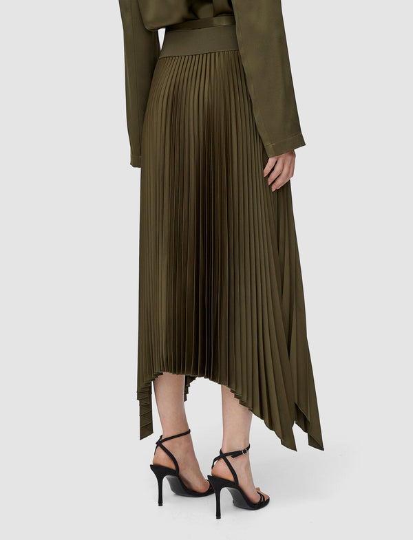 Joseph Ade Knit Weave Plissé Skirt Hass Avocado
