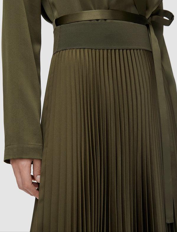 Joseph Ade Knit Weave Plissé Skirt Hass Avocado