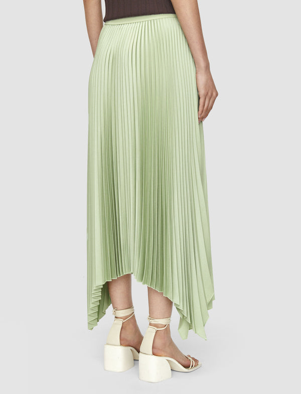 Joseph Ade Knit Weave Plissé Skirt Matcha