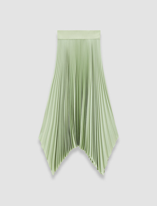 joseph Ade Knit Weave Plissé Skirt Matcha