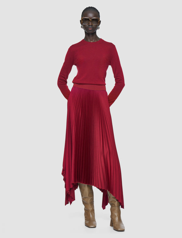 Joseph Ade Knit Weave Plissé Skirt Ruby