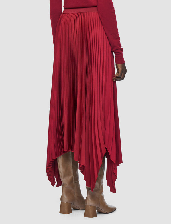 Joseph Ade Knit Weave Plissé Skirt Ruby