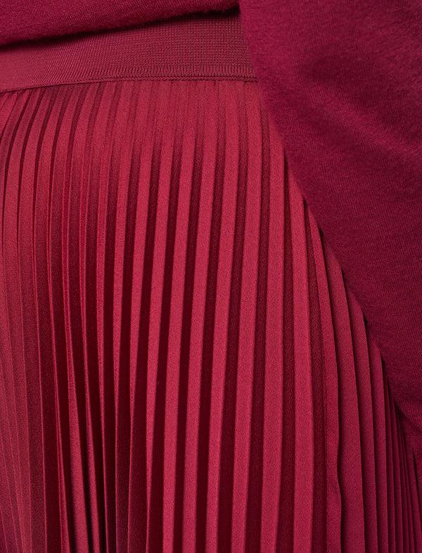 Joseph Ade Knit Weave Plissé Skirt Ruby