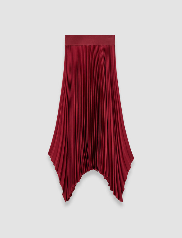 joseph Ade Knit Weave Plissé Skirt Ruby