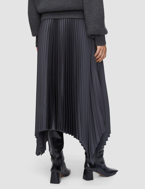 Joseph Ade Knit Weave Plissé Skirt Smoke