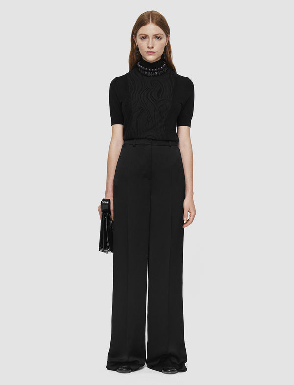 Joseph Alana Textured Viscose Trousers Black