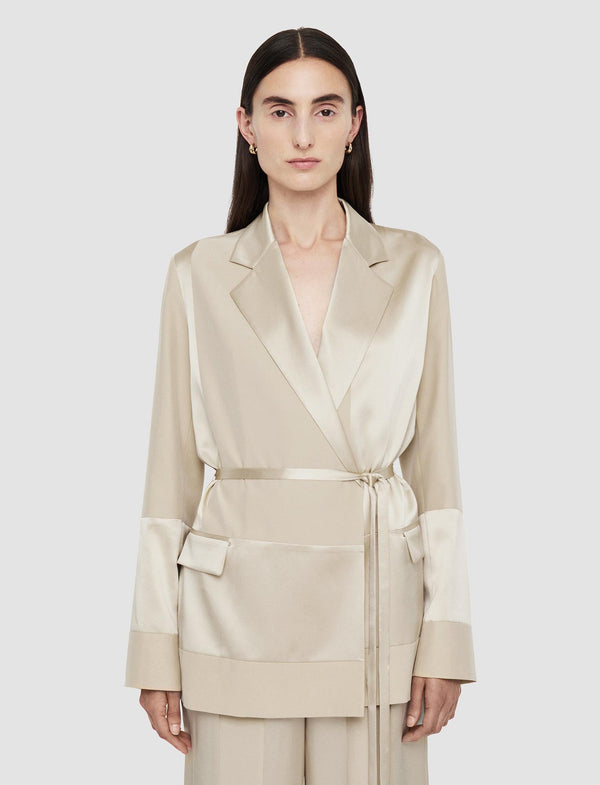 Joseph Amelia Shiny Matte Satin Jacket Quail