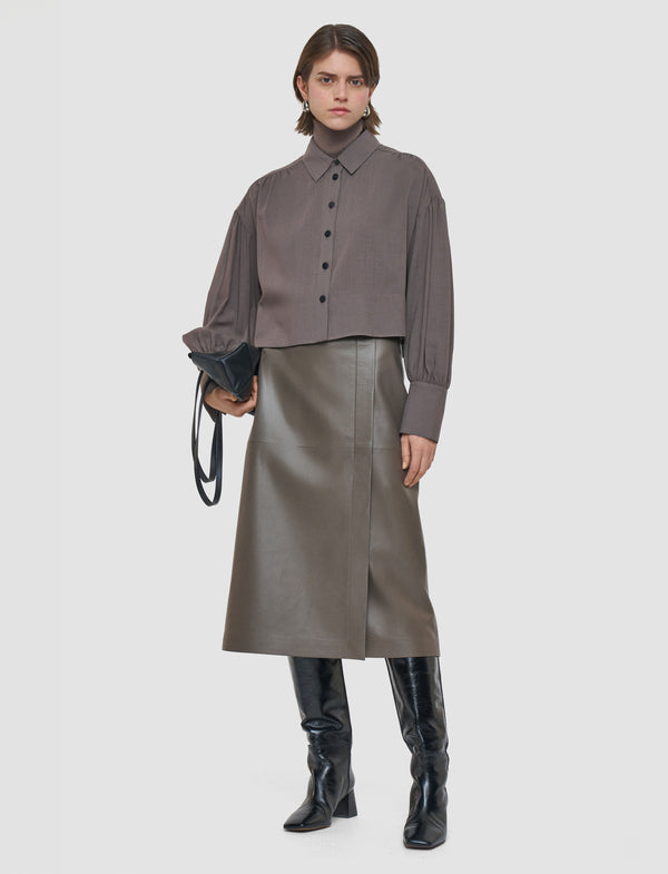 Joseph Anais Sheer Fine Wool Blouse Mushroom