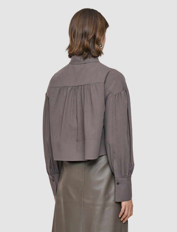 Joseph Anais Sheer Fine Wool Blouse Mushroom