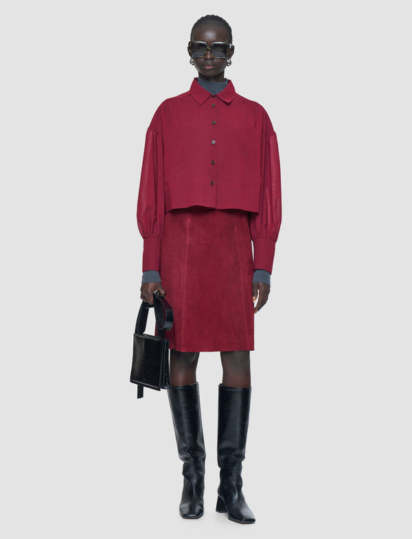 Joseph Anais Sheer Fine Wool Blouse Ruby