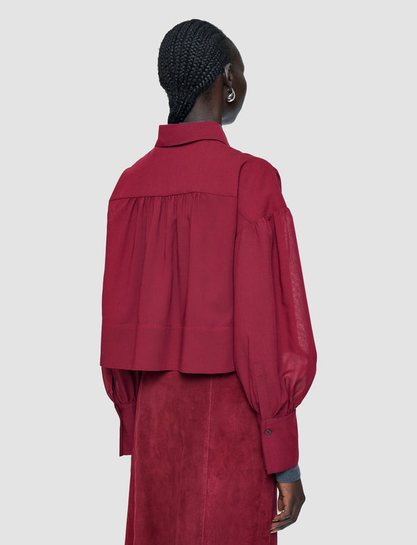 Joseph Anais Sheer Fine Wool Blouse Ruby