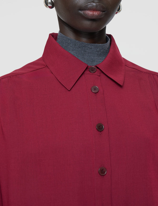 Joseph Anais Sheer Fine Wool Blouse Ruby