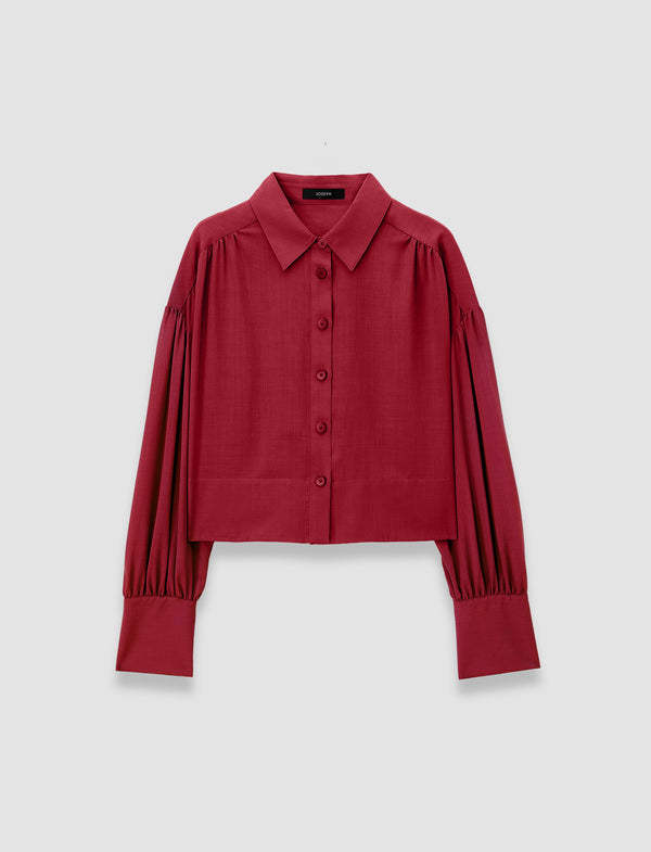 joseph Anais Sheer Fine Wool Blouse Ruby